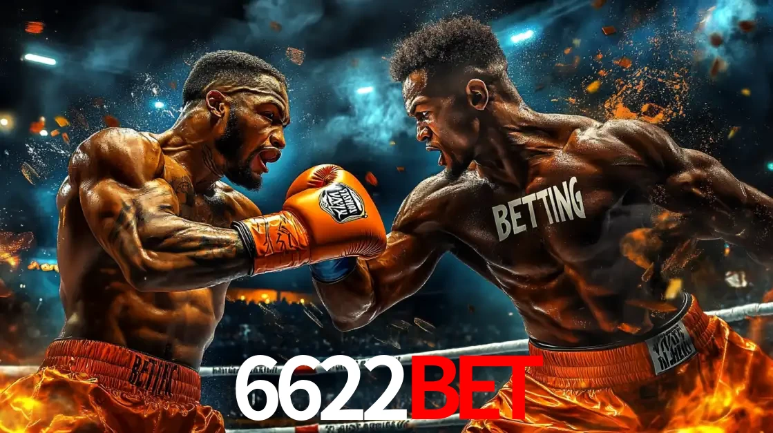 Dois boxeadores em uma luta intensa e explosiva, representando a adrenalina e as oportunidades de apostas em esportes de combate disponíveis na plataforma 6622bet.