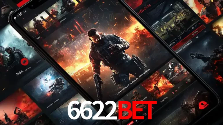 Tela de um celular exibindo uma galeria de jogos de tiro com temática militar, mostrando a variedade de e-sports disponíveis para apostas na plataforma de entretenimento 6622bet.