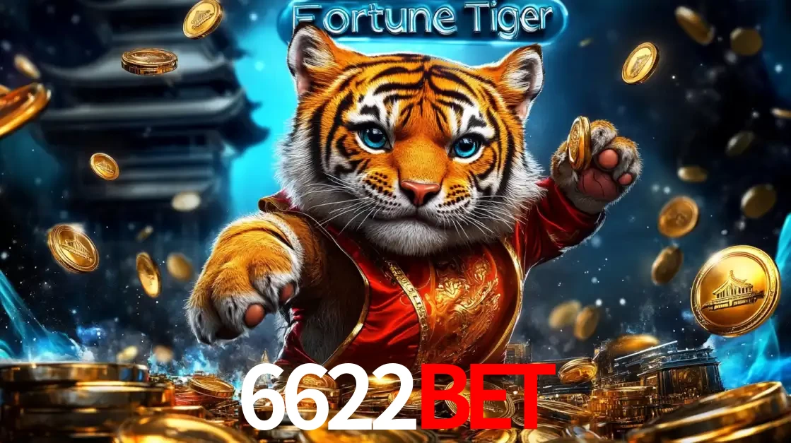 Imagem promocional do jogo de slot Fortune Tiger, com um tigre majestoso em traje tradicional cercado por uma fortuna em moedas de ouro, disponível agora no cassino 6622bet.